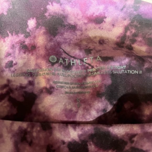 NWOT Athleta Purple Tie Dye Salutation II SET - 7/8 stash leggings and bra sz SM - Picture 6 of 9